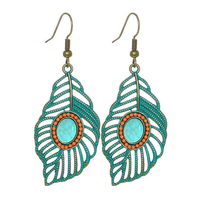 Trendy Vintage Alloy Leaf Earrings for Women