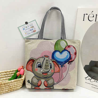 Ethnic Vintage Embroidered Canvas Tote Bag for Women