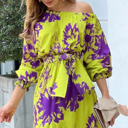 Elegant Floral Long Sleeve Dress for Women
