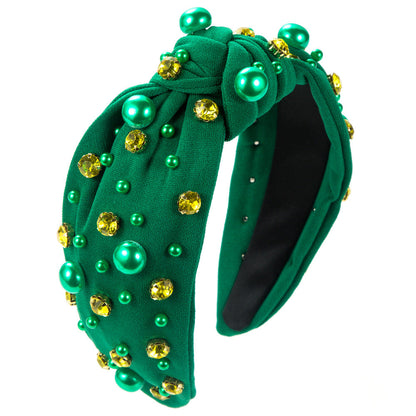 Trendy Pearl Beaded Headband Luxurious Fabric Twist Hair Accessory