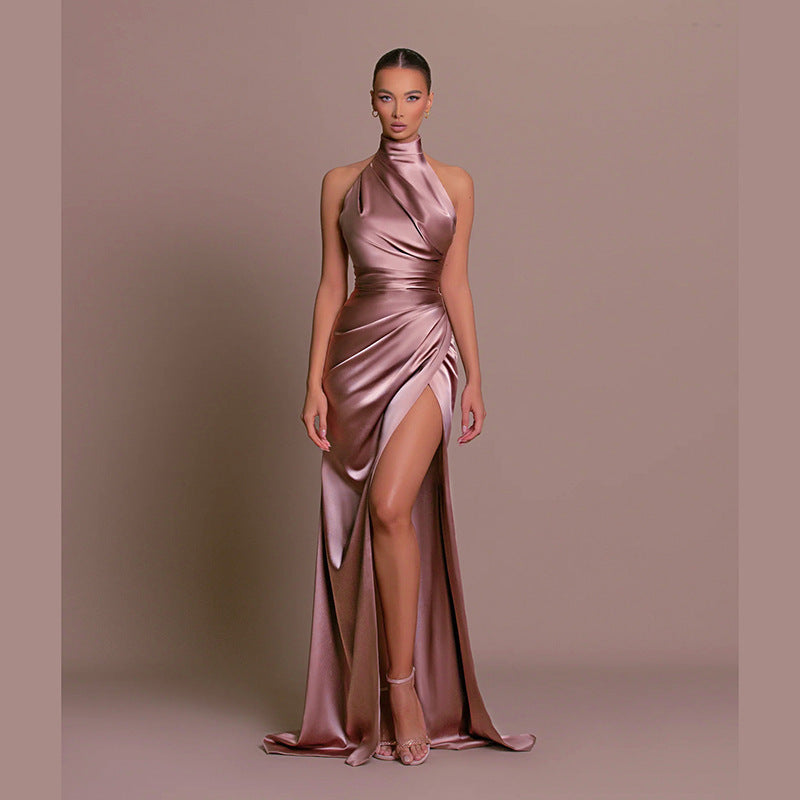Elegant High Neck Sleeveless Long Dress, Summer Style