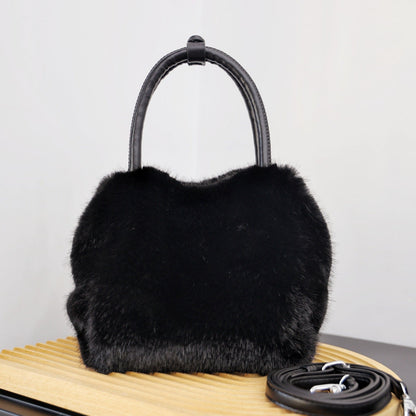 Minimalist Solid Color Fluffy Fuzzy Handbag