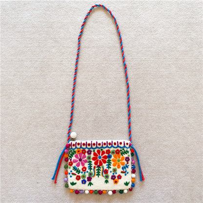 Nepal Handmade Wool Felt Floret Shoulder Bag Messenger Bag Mori Female Mobile Phone Bag