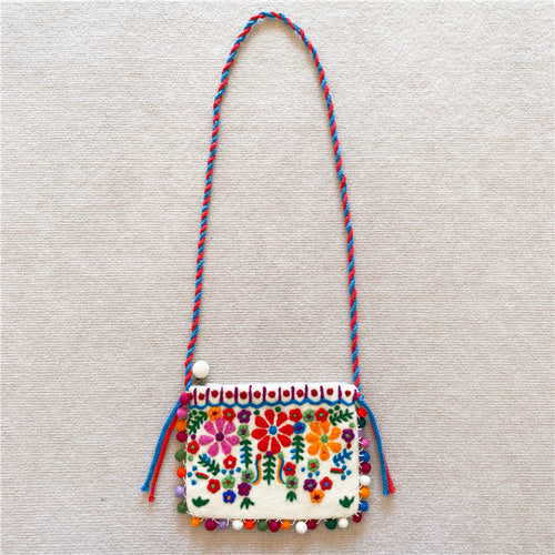 Nepal Handmade Wool Felt Floret Shoulder Bag Messenger Bag Mori Female Mobile Phone Bag
