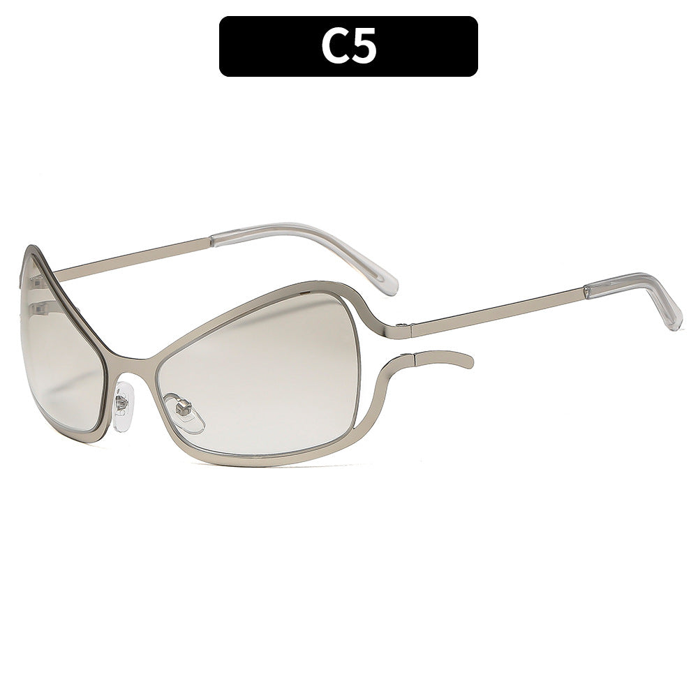 Trendy Y2K Metal Sunglasses Hip Hop Style Shaped Shades