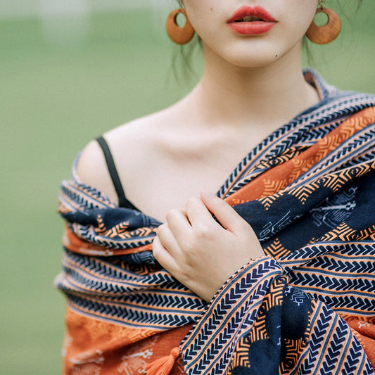Travel Shawl Dual-Purpose Desert Sunscreen Literary And Ethnic Style Photo Scarf Women Winter Versatile