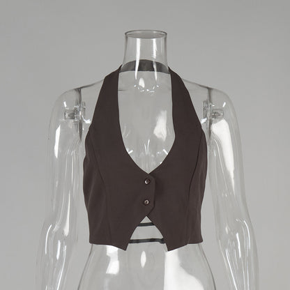 Crossback Crop Tank Top Sexy Backless Vest for Women