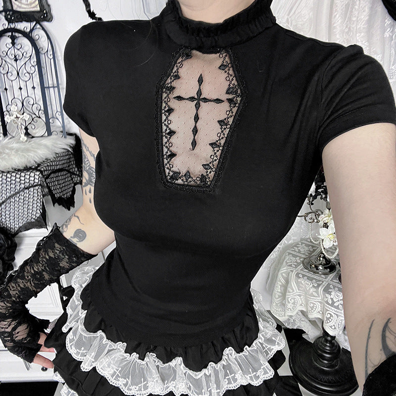Cross Print Short Sleeve Top & Skirt Set