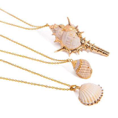 White Conch Pendant Fine Chain Necklace