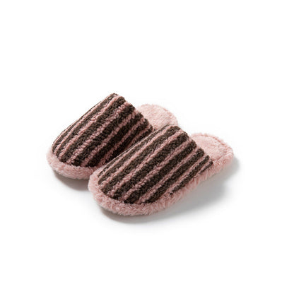 Striped Color Block Plush Soft Slippers