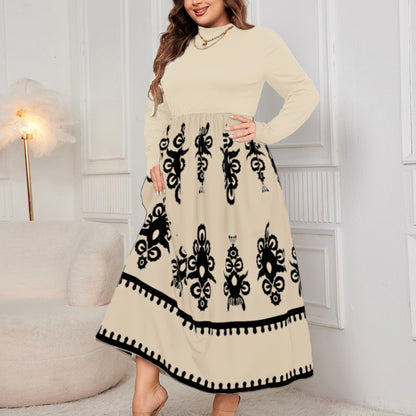 High-Waisted Floral Maxi Dress Polyester Elegant Casual Dress