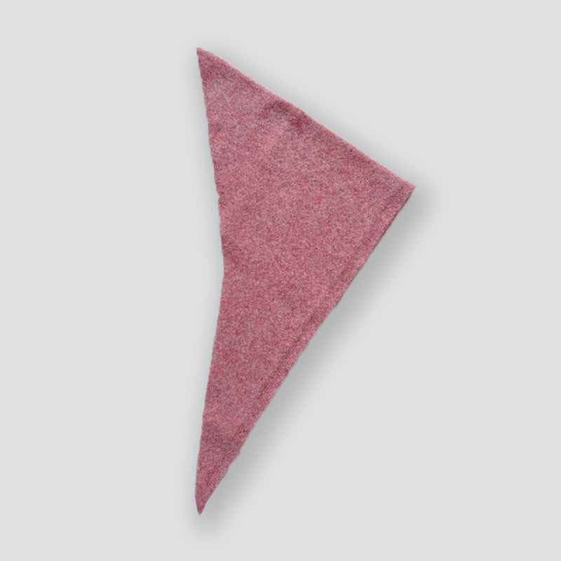 Solid Color Knitted Wool Blend Triangle Scarf for Women