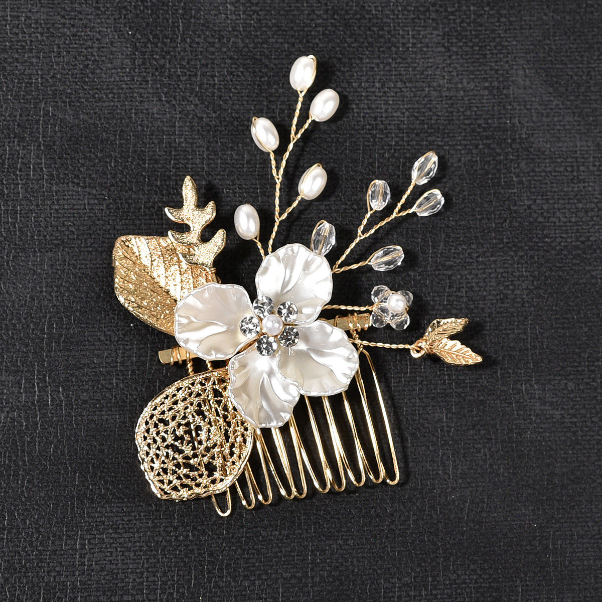 Gold Leaf Hair Comb Bridal Accessories