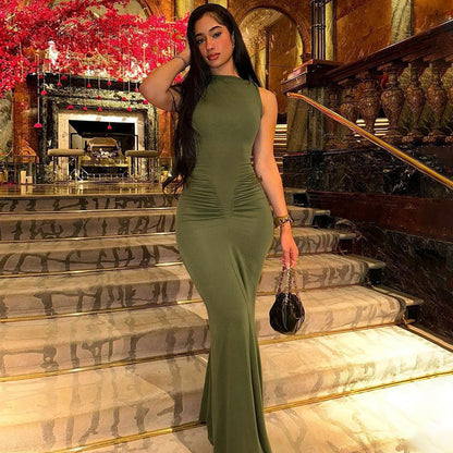 Stylish Solid Color Short Sleeve Dress for Women