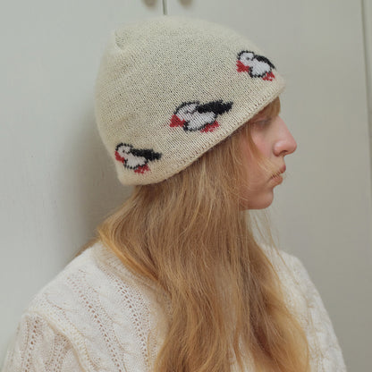 Knitted Bird Pattern Wool Beanie for Women