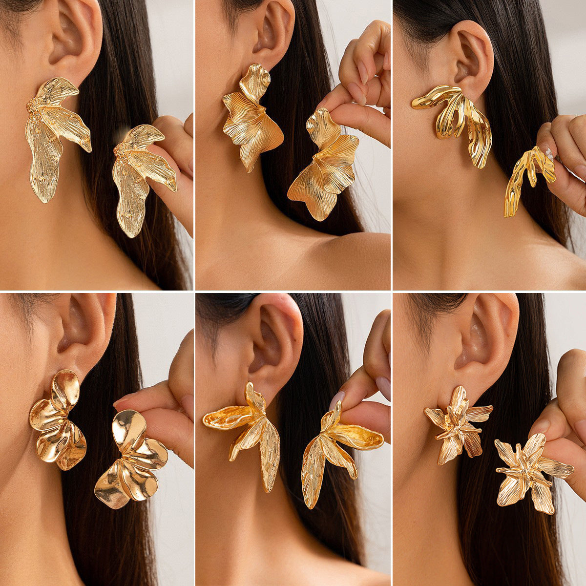 Retro Leaf Earrings Fashion Metal Floral Design For Women