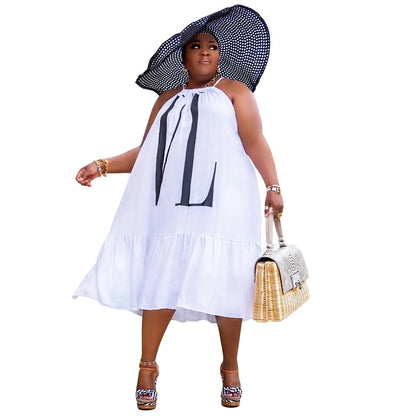 Trendy Plus Size Women'S Casual Solid Color Ruffle Dress