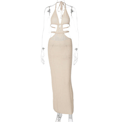 Sexy Street Style Halter Neck Cut-Out Dress for Women