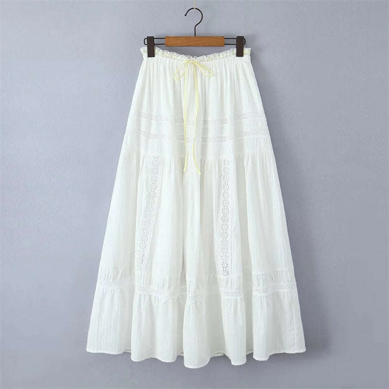 White Lace String Tie Flounce Sweet Set