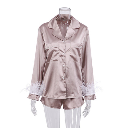 Feather Solid Color Sleepwear Sets
