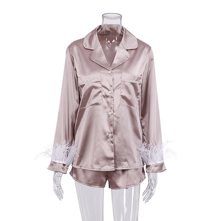 Feather Solid Color Sleepwear Sets