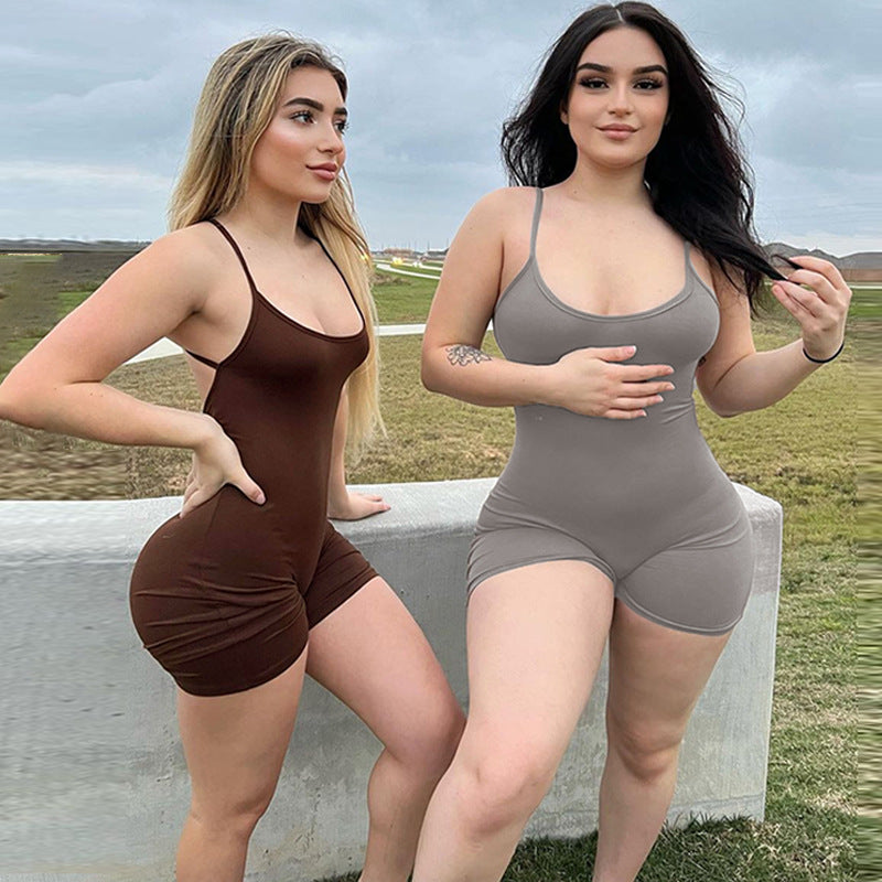 Backless Ruched Jumpsuit Sexy Slim Fit