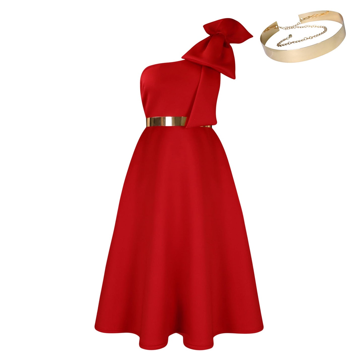 Elegant A-Line Dress With Bow Detail For Special Occasions