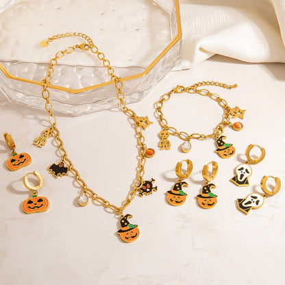 DIY Stainless Steel Halloween Necklace Bracelet Earring Set