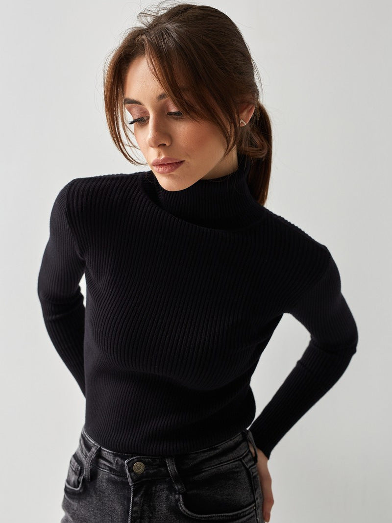 High Neck Knitted Sweater Comfortable Casual Pullover