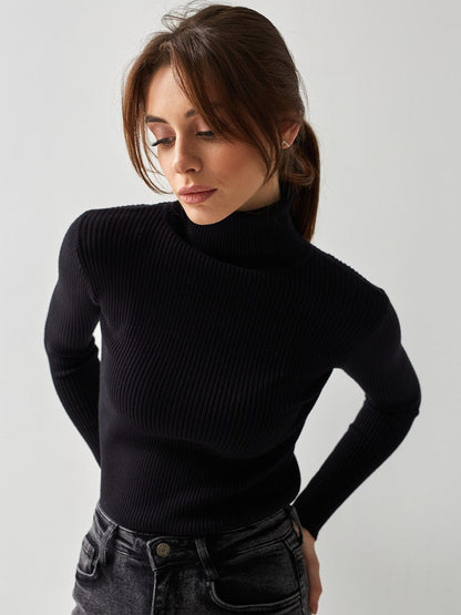 High Neck Knitted Sweater Comfortable Casual Pullover