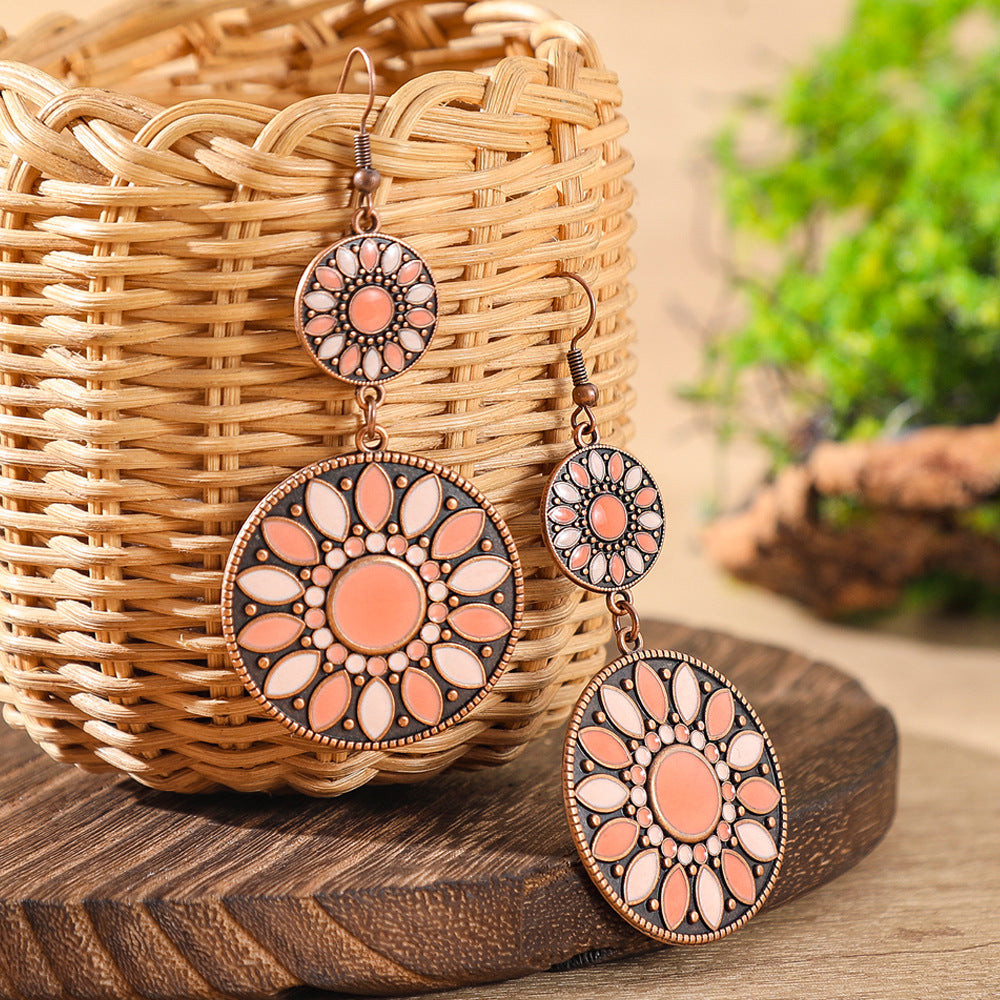 Colorful Alloy Drop Earrings Bohemian Style Fashionable Accessories