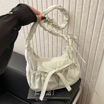 Trendy Casual Nylon Crossbody Bag With Drawstring Closure