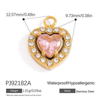 Luxury Stainless Steel Jewelry Accessories Elegant Heart-Shaped Stones
