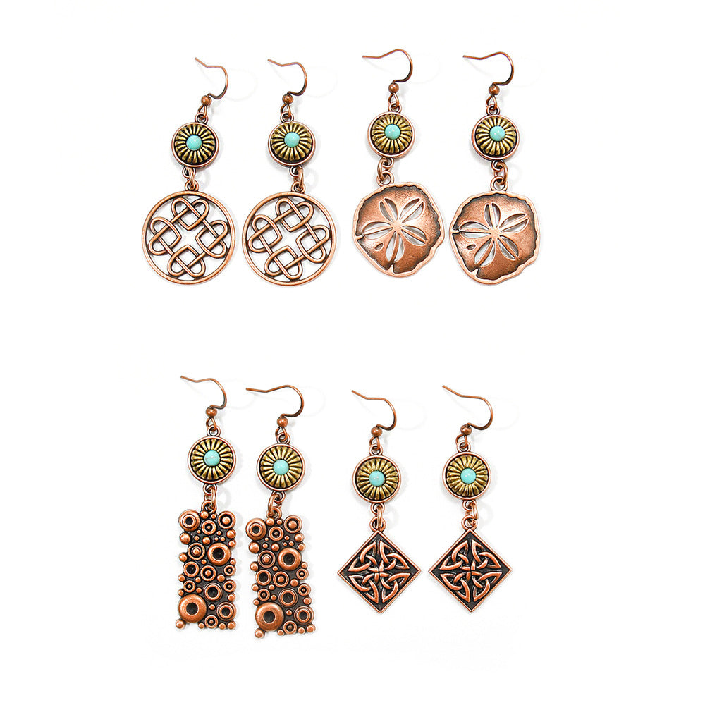 Bohemian Geometric Metal Earrings Creative Design for Women