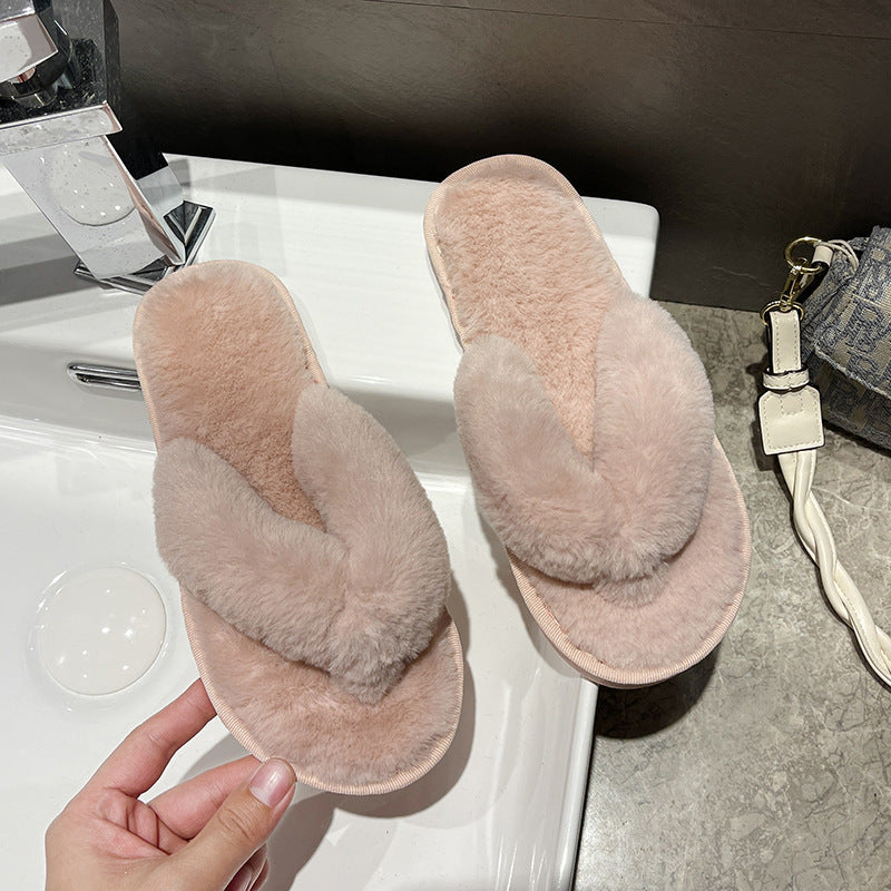 Soft Plush Open-Toe Indoor Slippers