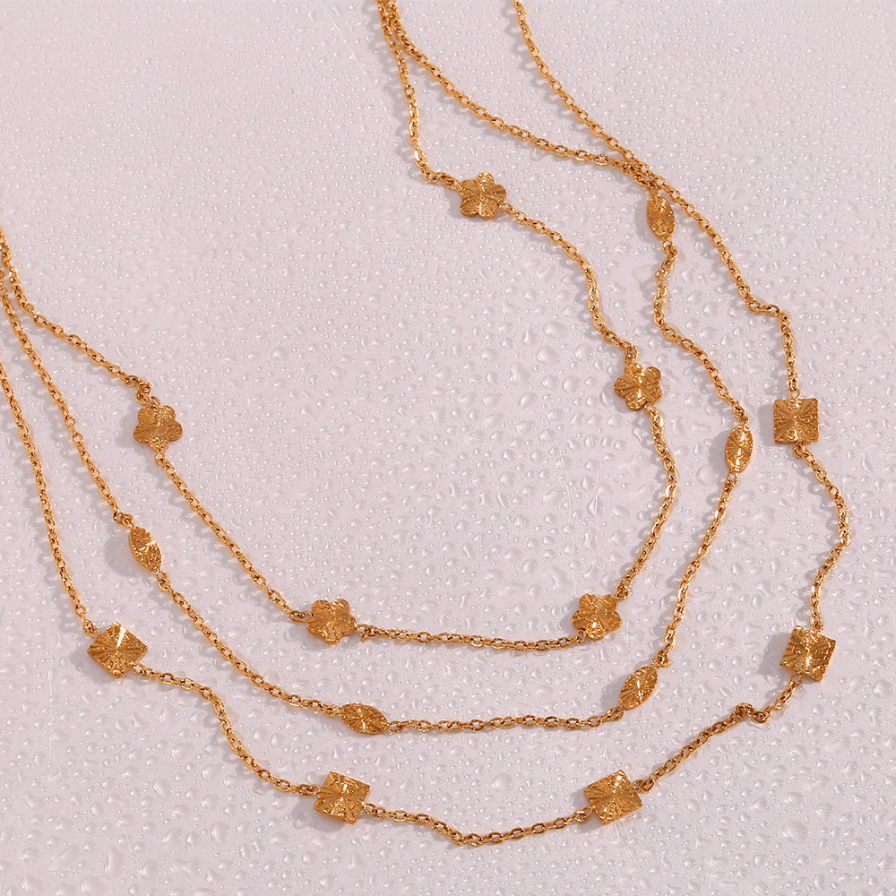2+ Simple Flower Square Chain Necklaces