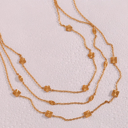 2+ Simple Flower Square Chain Necklaces