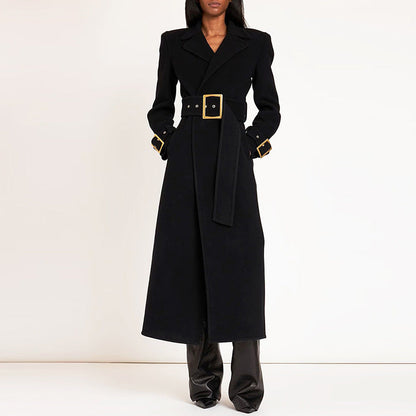 Plaid Long Wool Blend Coat Elegant Casual Outerwear