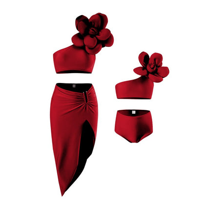 New Women'S Bikini Three-Piece Swimsuit Set With Skirt
