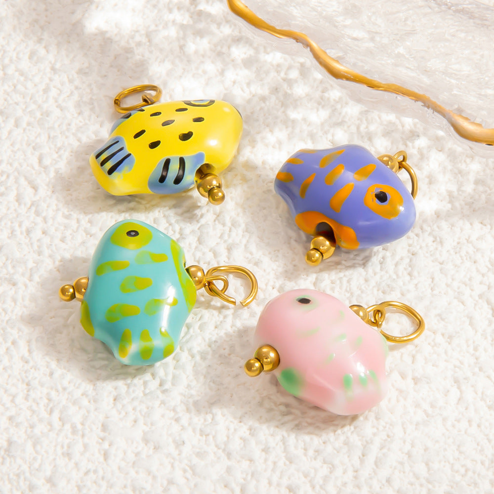 Fashion Stainless Steel Natural Stone Pendant Earrings