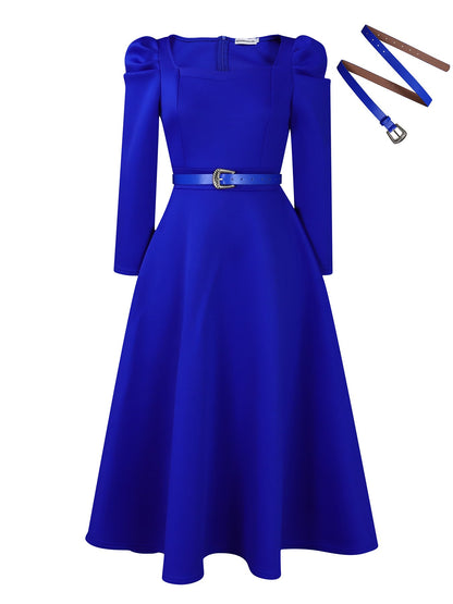 Fashionable Elegant A-Line Dress With Puff Sleeves