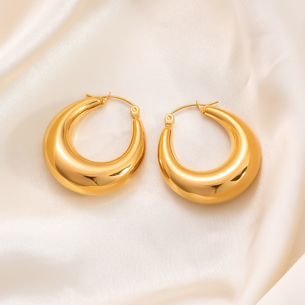 Geometric 18K Gold-Plated Steel Earrings Stylish Casual Accessories