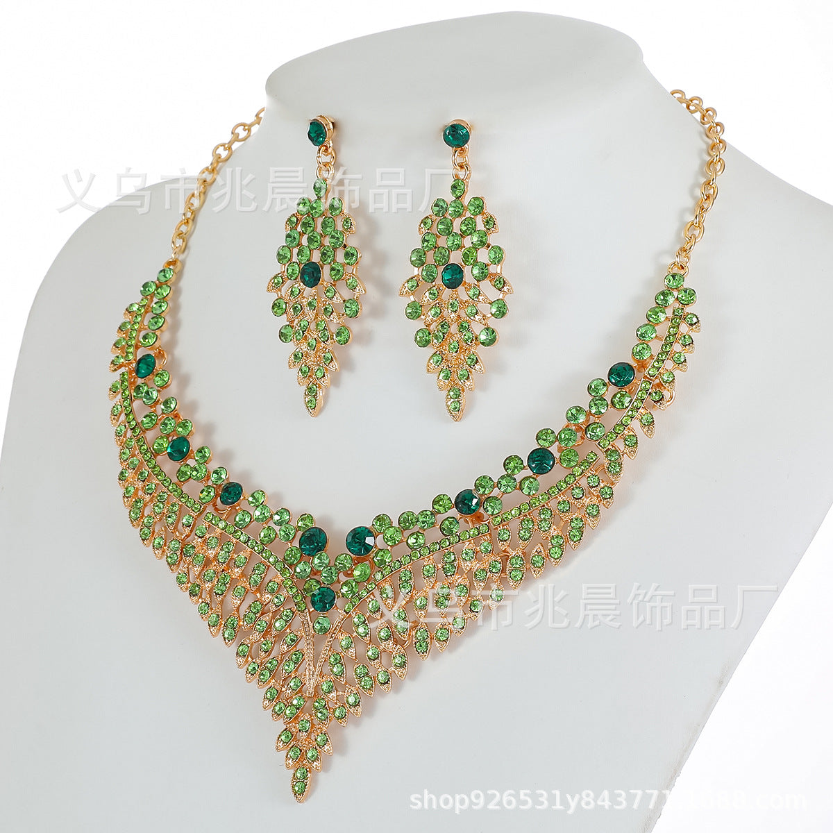 Alloy Choker Necklace With Crystal Gemstones - Vintage Style Jewelry Set