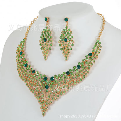 Alloy Choker Necklace With Crystal Gemstones - Vintage Style Jewelry Set