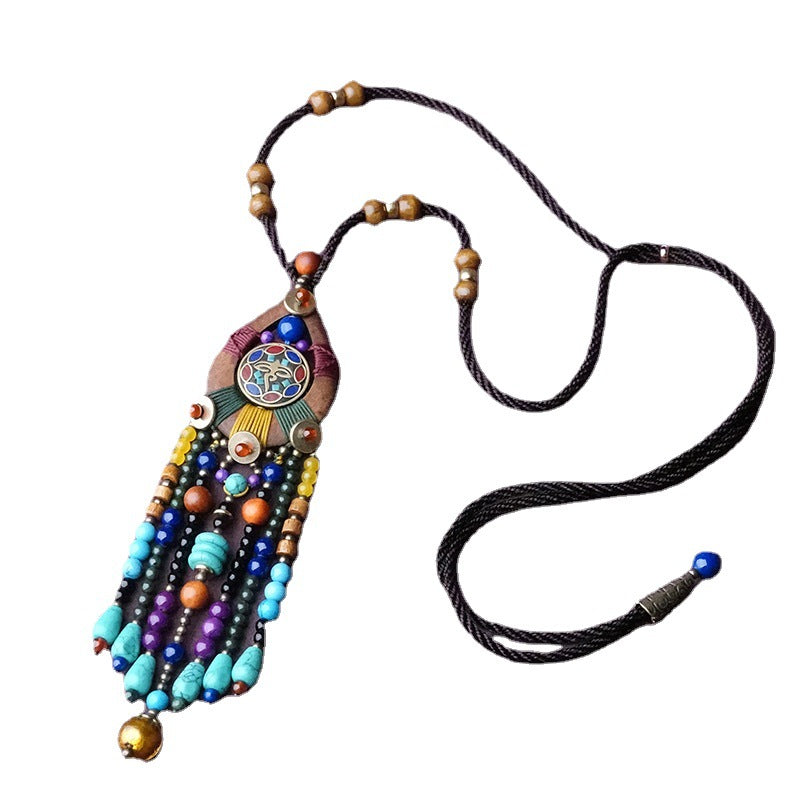 Ethnic Sweater Chain Retro Tassel Bohemian Necklace Jewelry Personalized Tibetan Sweater Chain