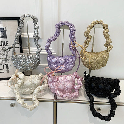 Trendy Ruffled Nylon Cloud Bag Stylish Casual Crossbody
