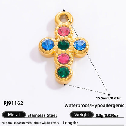 Cross Pendant Accessories DIY Jewelry Stainless Steel 18K Gold Bracelet Necklace