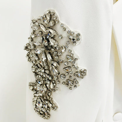 Beaded Blazer and Wide-Leg Pants Set