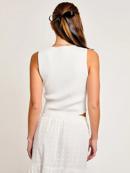 Bow Tie Hollow Out Solid Tank Top for Women