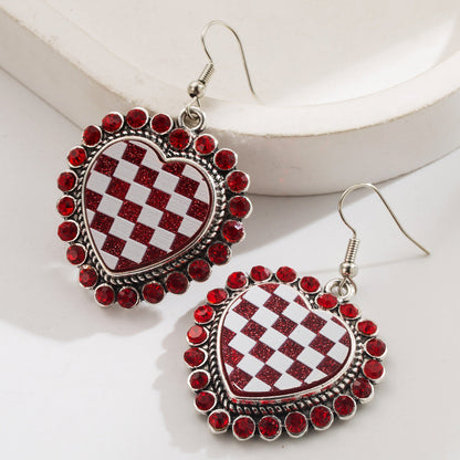 Trendy Heart-Shaped Earrings with Rhinestone Detail